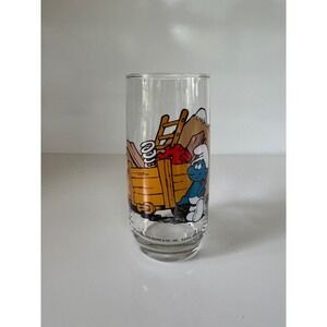 Vintage 1982 Smurfs Collectible Glass Wallace Berrie & Co Peyo‎ Tumbler 6 Inch